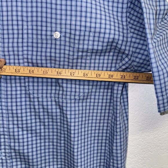 MEN’S K.A.D CLOTHING SHIRT XL PLAID BLUE & WHITE PLAID SHORT SLEEVES VINTAGE - Picture 5 of 6